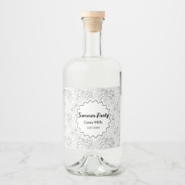 Berry Strawberry Cherry Black Hand drawn Modern. リキュールボトルラベル