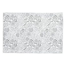 Berry Strawberry Cherry Black Hand drawn Modern. 枕カバー