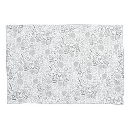 Berry Strawberry Cherry Black Hand drawn Modern. 枕カバー