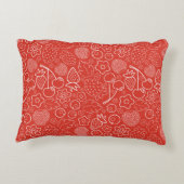 Berry Strawberry Cherry White Hand drawn Modern. アクセントクッション (裏面)