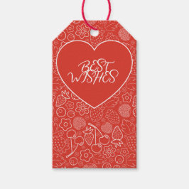 Berry Strawberry Cherry White Hand drawn Modern. ギフトタグ