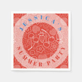 Berry Strawberry Cherry White Hand drawn Modern. スタンダードカクテルナプキン (正面)