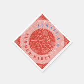 Berry Strawberry Cherry White Hand drawn Modern. スタンダードカクテルナプキン (角)