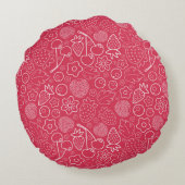 Berry Strawberry Cherry White Hand drawn Modern. ラウンドクッション (裏面)