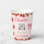 「Berry Sweet」ストロベリー誕生日写真 紙コップ (裏面)