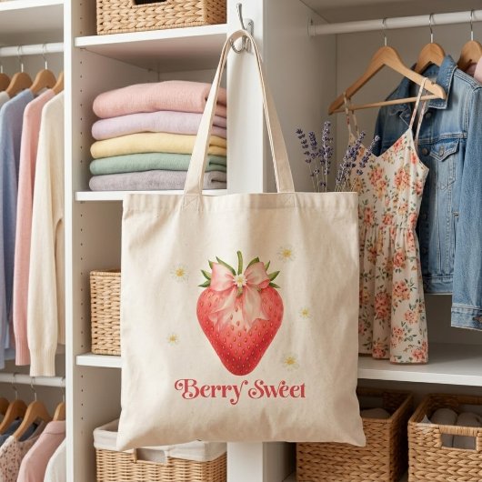 Berry Sweet ストロベリー トートバッグ | かわいい水彩画