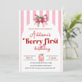 Berry Sweet 1st Birthday with Photo サンキューカード (スタンド正面)