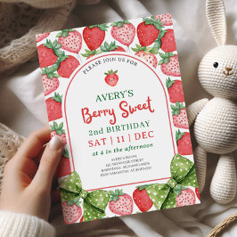 Berry Sweet 2nd Birthday Strawberry Invitation 招待状