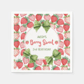 Berry Sweet 2nd Birthday Strawberry Party スタンダードカクテルナプキン (正面)