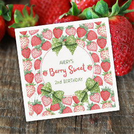 Berry Sweet 2nd Birthday Strawberry Party  スタンダードカクテルナプキン