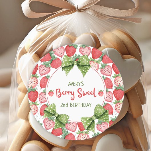 Berry Sweet 2nd Birthday Strawberry Party  ラウンドシール