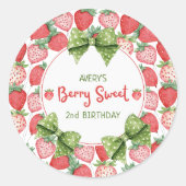 Berry Sweet 2nd Birthday Strawberry Party  ラウンドシール (正面)
