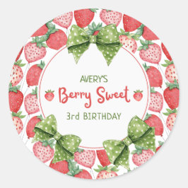 Berry Sweet 3rd Birthday Strawberry Party  ラウンドシール
