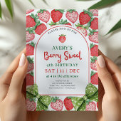 Berry Sweet 4th Birthday Strawberry Invitation 招待状