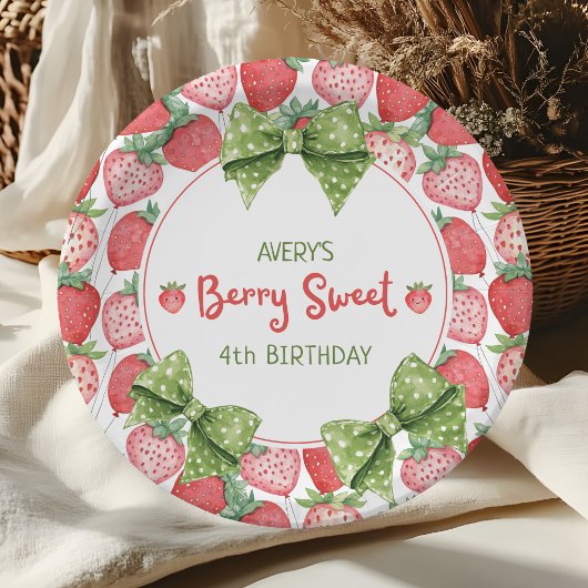 Berry Sweet 4th Birthday Strawberry Party  ペーパープレート