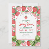 Berry Sweet 5th Birthday Strawberry Invitation 招待状 (正面)