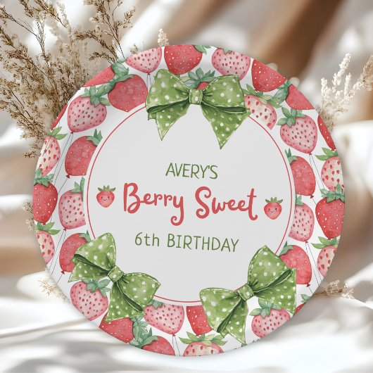 Berry Sweet 6th Birthday Strawberry Party  ペーパープレート