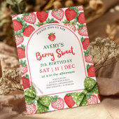 Berry Sweet 7th Birthday Strawberry Invitation 招待状