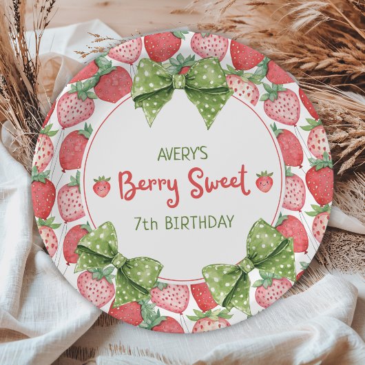 Berry Sweet 7th Birthday Strawberry Party  ペーパープレート