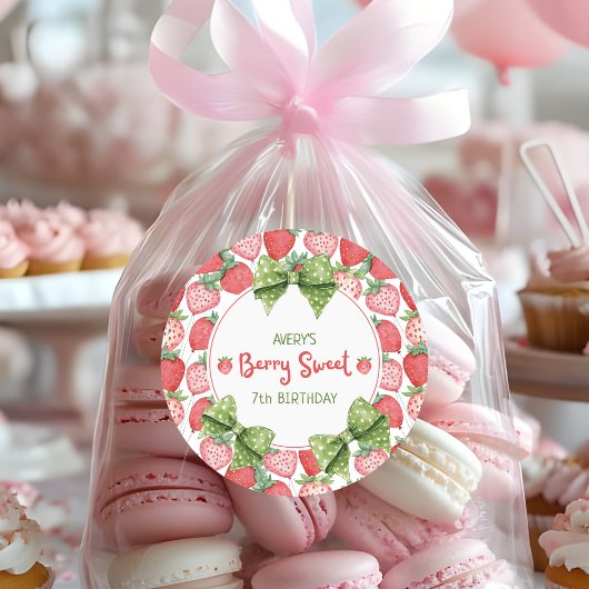 Berry Sweet 7th Birthday Strawberry Party  ラウンドシール