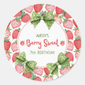 Berry Sweet 7th Birthday Strawberry Party  ラウンドシール (正面)
