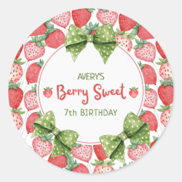 Berry Sweet 7th Birthday Strawberry Party  ラウンドシール