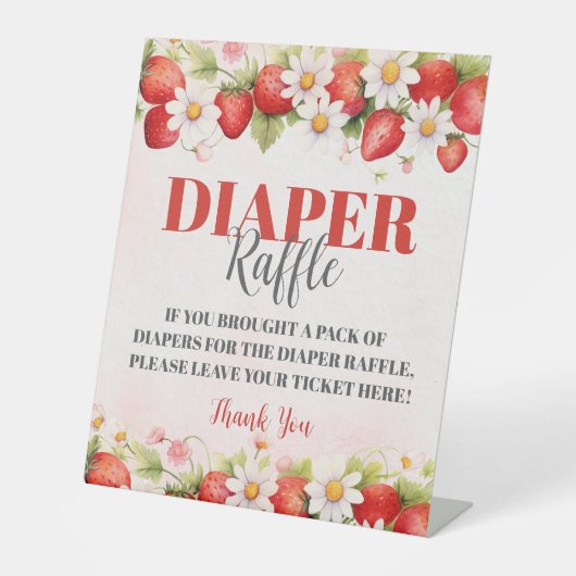 Berry Sweet Baby Shower Diaper Raffle Sign 台座サイン (正面)