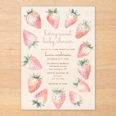 Berry Sweet Baby Shower Watercolor Strawberries アクリル招待状 (正面)
