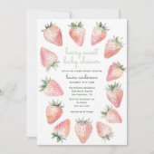 Berry Sweet Baby Shower Watercolor Strawberries In 招待状 (正面)