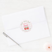 Berry Sweet Baby Twin Strawberrries Pink Gingham ラウンドシール (封筒)
