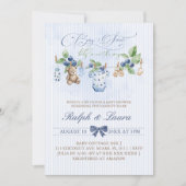 Berry Sweet Bear Clothesline Baby Shower  招待状 (正面)