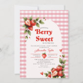 Berry Sweet Berries Garden Gingham Baby Shower 招待状 (正面)