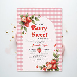 Berry Sweet Berries Garden Gingham Baby Shower 招待状