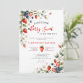 Berry Sweet Berries Vines Garden Baby Shower 招待状 (スタンド正面)