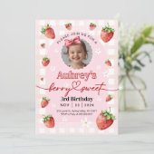 Berry Sweet Birthday Invitation Any Age with Photo 招待状 (スタンド正面)