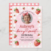 Berry Sweet Birthday Invitation Any Age with Photo 招待状 (正面/裏面)