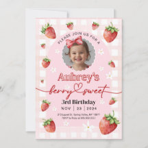 Berry Sweet Birthday Invitation Any Age with Photo