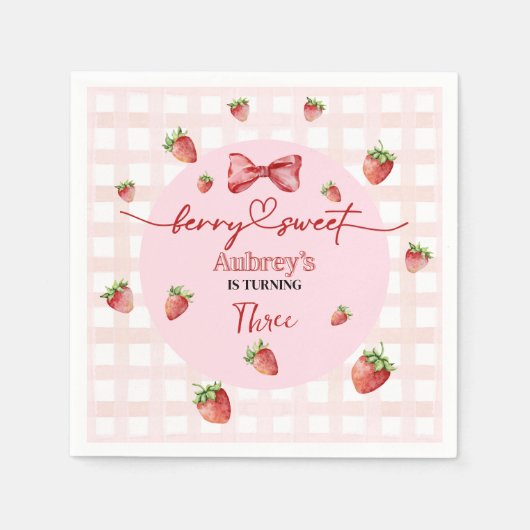 Berry Sweet Birthday Paper Napkin スタンダードカクテルナプキン (正面)