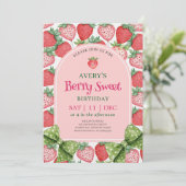 Berry Sweet Birthday Party Strawberry Birthday  招待状 (スタンド正面)