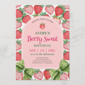 Berry Sweet Birthday Party Strawberry Birthday  招待状 (正面)