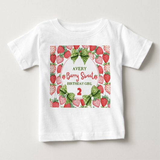 Berry Sweet Birthday Strawberry Party ベビーTシャツ (正面)