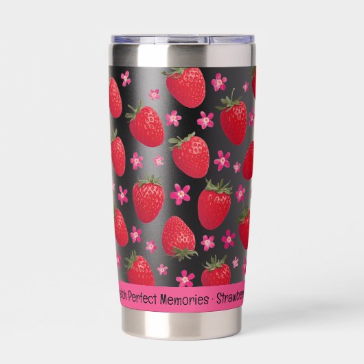 Berry Sweet Black Strawberry Floral Tumbler 保温保冷タンブラー (正面)