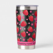 Berry Sweet Black Strawberry Floral Tumbler 保温保冷タンブラー (左面)
