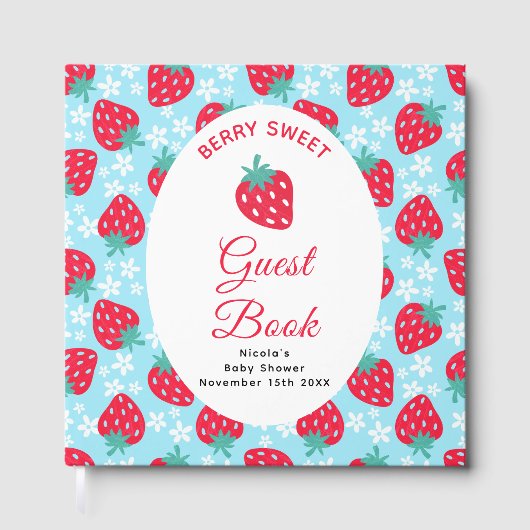 Berry Sweet Blue Strawberry Baby Shower  ゲストブック (正面)