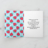 Berry Sweet Blue Strawberry Baby Shower サンキューカード (内部)