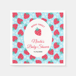 Berry Sweet Blue Strawberry Baby Shower スタンダードカクテルナプキン