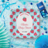 Berry Sweet Blue Strawberry Baby Shower ペーパープレート (パーティー)