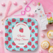 Berry Sweet Blue Strawberry Baby Shower ペーパープレート (パーティー)