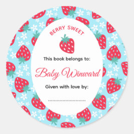 Berry Sweet Blue Strawberry Baby Shower ラウンドシール