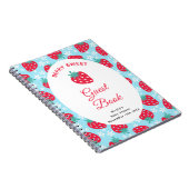Berry Sweet Blue Strawberry Baby Shower Guest Book ノートブック (右側)